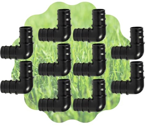 acquaverde Raccordo a Gomito Connettore Angolare per Tubi Irrigazione 90° Portagomma Nero Orto Facile (10, 16 mm)