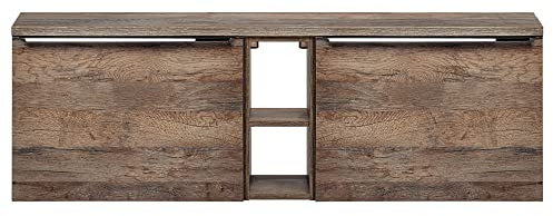 Lomadox Badezimmermöbel Waschtisch Waschbecken-Unterschrank Set 140cm, Vintage Oak Eiche, 2 Softclose-Auszüge, Regal, B/H/T 140/48,5/46 cm