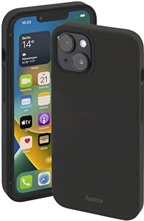 Hama Hülle für Apple iPhone 14 kompatibel mit MagSafe (Magnetische Hülle für induktives Laden, Handyhülle schützt vor Stößen, Kratzern und Schmutz, seidig Mattes Case aus robustem TPU) schwarz