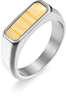 Stfery Freundschaftsringe Jugendliche, Männer Ring Edelstahl 54 Stahl Holz Modeschmuck Geburtstags Geschenk für Freund