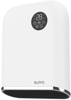 SUPRA TINO COMBO – Chauffage Soufflant | 2000W | Ultra Slim | Mural ou Mobile | Thermostat Électronique | Minuterie | Écran LED | IP24 | Sécurité Anti-Surchauffe