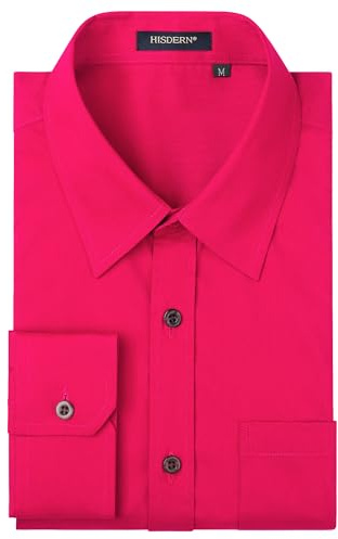 HISDERN Camisa para Hombre Casual Formales Clásico con Botones Camisas de Vestir Cuello de Manga Larga Ajuste Regular