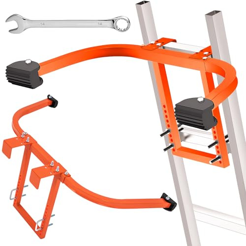 Leiterstabilisator, robuste Stahlleiter, Dachhaken, Leiterstabilisator mit Flügelspannweite/Wandverlängerung, Zubehör, sichere und stabile Leiter-Abstandsarme für Dachrinne mit rutschfesten Gummifüßen