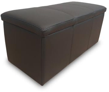 Quattro Meble Schwarz Echtleder Bank Polsterhocker aufklappbar mit Stauraum Lederbank Sitzhocker Rindsleder Sitzwürfel Fußhocker Echt Leder Puff (B40 x H40 x L60 cm)