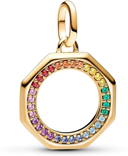 PANDORA ME Regenbogen Medaillon-Charm aus Sterling Silber mit vergoldeter Metalllegierung und künstlichen Kristallen, Kompatibel ME und Moments Armbändern, 763368C01