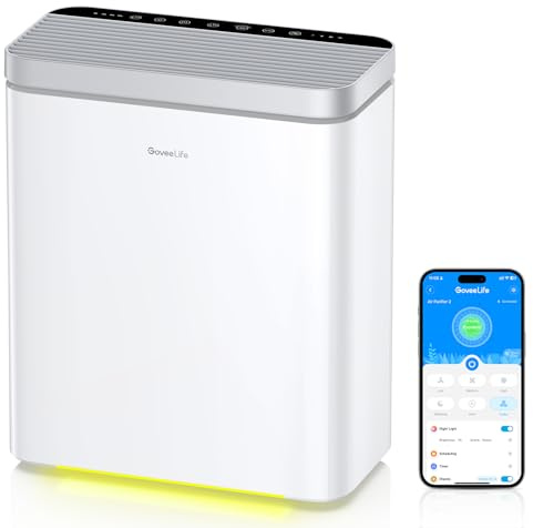 GoveeLife Smart Air Purifier for Home Large Room, Covers up to 1046 ft², Sleep Mode, 3-in-1 Filter Air Purifier with App Alexa Control for Pet Hair, Odors, Pollen and Smoke (no sensor)