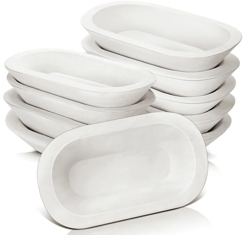 Nuogo Paquete de 10 cuencos de masa de madera a granel rústicos para hacer velas, manualidades, manualidades, decoración de frutas de granja (8.5 pulgadas, blanco)