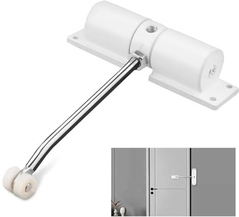 Spring Door Closer,Safety Automatic Door Closer,Hydraulic Spring Gate Closer for Interior Door,Automatic Aluminum Alloy Adjustable Fire Rated Door Stopper,White