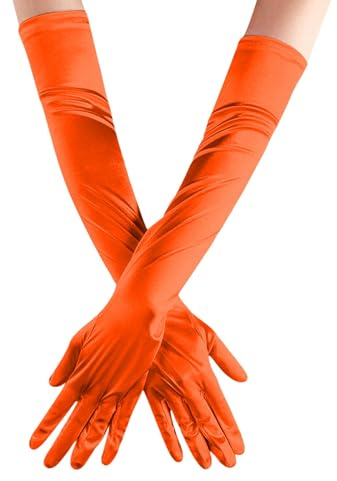 TIMIYUYU Lange Ellenbogen Satin Handschuhe Elegante Abendhandschuhe 1920s Opernhandschuhe Satinhandschuhe für Frauen Satin Classic Opera Party Hochzeit Braut Handschuhe Elastisch für Cosplay Karneval