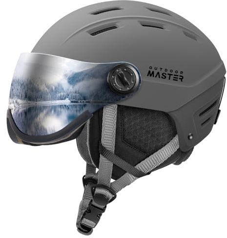 OutdoorMaster Snowboardhelm mit Skibrille, Skihelm und 2-in-1-Visier, abnehmbare Brille, schützender EPS-Schaum und 14 Kühlöffnungen, Schnee-Helme für Herren, Damen und Jugendliche