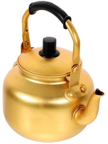Amosfun 2 Pièces cruche de vin de riz bouilloire kettle boulloire electique bouillore electique Chauffage petite théière chaudière à eau portative chaudière à eau en métal aluminium Golden