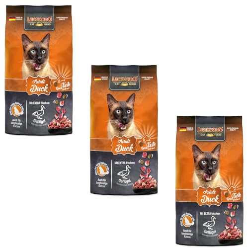Leonardo Adult Duck | 3er Pack | 3 x 300 g | Trockenfutter für ausgewachsene Katzen ab einem Jahr