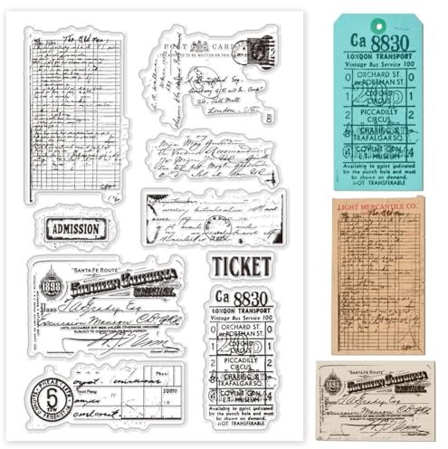 PH PandaHall Sellos transparentes de silicona sellos para tarjetas, sellos transparentes para scrapbooking sello postal vintage sello de goma para álbum de recortes diario
