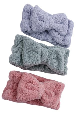 Healeved 3stücke Bowknot Stirnband Aus Fleece Haarreifen Für Gesicht Waschen Dusch-stirnband Haarband Mit Schleifendesign Kopfschmuck Für Spa Und Dusche