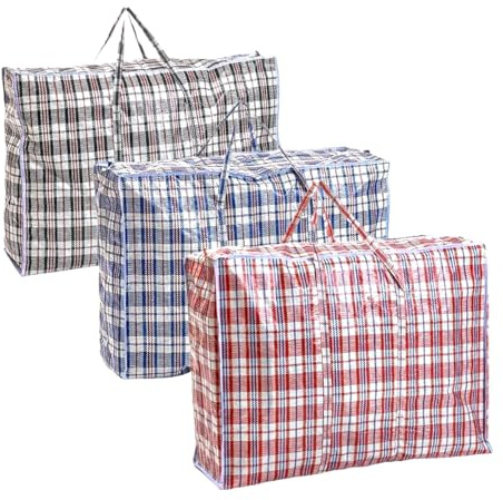 ShreeFit Large Storage Bags For Moving House Heavy Duty Jumbo Laundry Bag Waterproof Dust Resistant Reusable Double Zipper Bag Clothing, Wardrobe storage, toys, Duet (Pack of 3)