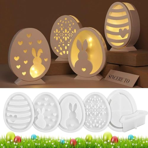 6 PCS Silikonformen Gießformen Ostern Silikonform Ostern Hase Silikon Gießform Ostern 3D Kaninchen Giessformen Silikonform Frühling Silikonform Osterhase Eier für DIY Osterdeko Handwerk