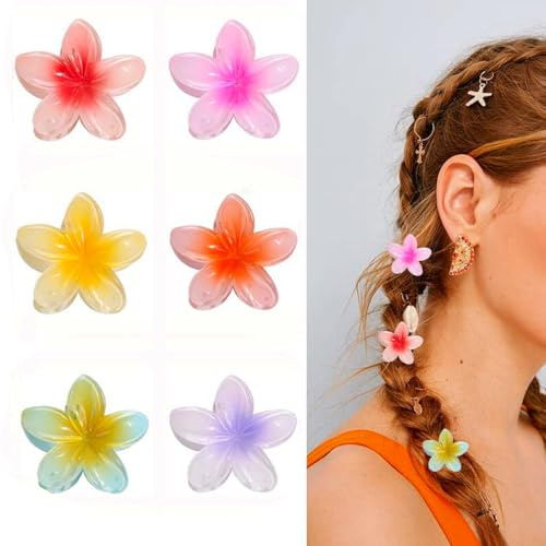 6 Stück Haarklammer Blume Rutschfeste, Blumen Haarklammer Mini Mädchen,Blumen Haarspange Niedliche Kunststoff,Blumenhaarklammer für starker Halt, Haarspange,Frauen, Mädchen, Geschenke