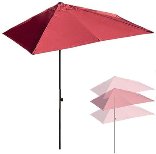 Mezzo Ombrellone da Giardino 200x100cm, 250x130cm, Protezione UV Resistente all'Acqua per Parete, Balcone, Porta e Ponte(Rouge,200x100cm)