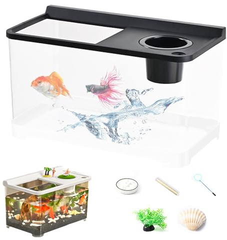 Betta Fish Tank – 2.5 Gallon Self-Cleaning Hydroponic Aquarium with 3-Color Led Lighting, Filter, Heater, and Complete Accessories for Effortless Maintenance, Aquaponic Plant Growth, and Stylish Home