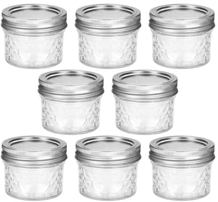 Yumzxin 4oz Mini Mason Jars 8-Pack with Lids and Bands, Small Glass Jars for Spices, Jams, Honey, DIY Crafts, Wedding Favors, and Food Storage