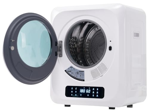 ECLIVON Secadora de Evacuación 4 kg con Pantalla LED, 6 Programas, Carga Frontal Secadora de Ropa 850 W, Montable en la Pared Secadora de Ropa con Tambor Inox, para Piso, Casa, 58x48x40 cm, Blanco