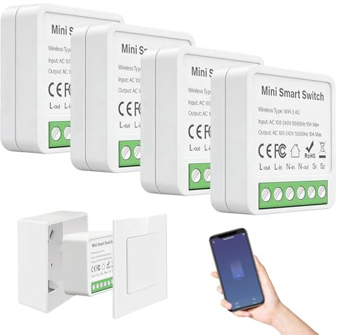 Modules D'interrupteur Intelligents 1 Voie, Mini Interrupteur Wi-Fi Diy, Mini Module Intelligent Diy, Compatible Avec L'application Tuya Alexa Et Google Home - Conducteur Neutre Nécessaire