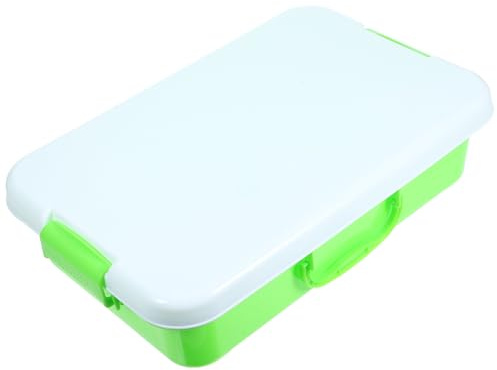 Abaodam Portable Plastic Sandbox with Handle and Lid, Small Green and White Sand Tray for ’s Outdoor and Indoor Play, Handheld Sand Plaything Storage Box