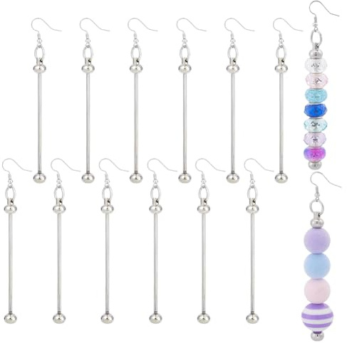 NBEADS 7 par pärlörhängen pärlörhängen metall tomma stänger örhängen för smyckestillverkning platina örhängen 10,3 cm långa