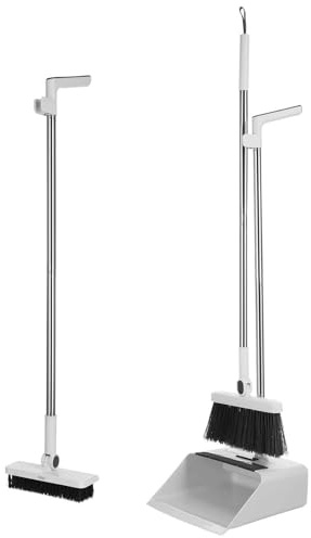 SOESFOUFU Set Scopa con Paletta Pieghevole 3 in 1 in Plastica Resistente, Scopa Angolare per Interni ed Esterni con Paletta Salvaspazio, Utensili per Pulizia Casa e Bagno