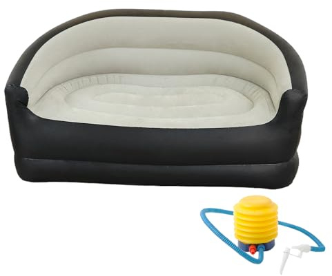 AMZGSHOP Double Outdoor Inflatable Sofa Air Sofa Bed & Air Pump for Living Room (Grey) (Graphite Grey)