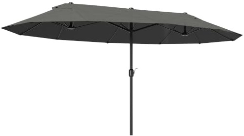 Outsunny Sombrilla Doble Anti UV para Jardín 4,55x2,65x2,38m Gris | Sombrilla Gigante, Con Manivela, para Terraza Exterior Patio Piscina