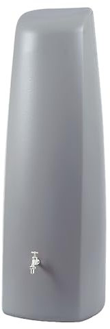 GARANTIA Elegance Regentonne 400 Liter steingrau - Wandtank, Wassertank, Regenfass, Regenwassertonne, Wassertonnen für Garten, Wasserfass, Wassertonne, Wasserbehälter, Zisterne, Wassertonne