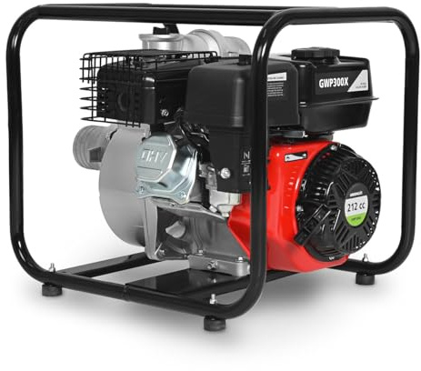 Motopompe puissante à moteur 4T de 6,5 CV, idéale pour l'irrigation, le drainage, le transvasement et les puits, débit de 58 000 l/h, hauteur d'aspiration de 7,5 m, hauteur de refoulement de 30 m.
