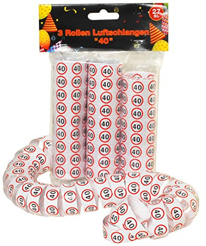 Udo Schmidt Confezione da 3 Stelle filanti, Numero 40, 1,5 cm, 1,20 Metri