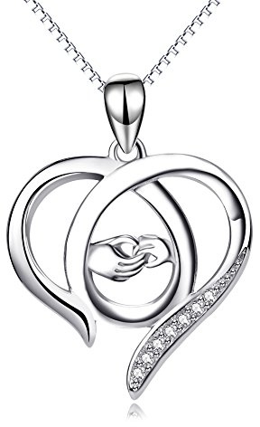 Pendentif en argent sterling en forme de cœur monté sur chaîne - pour femme