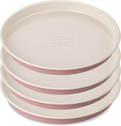 Cameo - Dr.Oekter Cameo-Dr.Oetker Set 4 Stampi Ideali per Torte a Strati in Acciaio Rivestito con Ceramica Rinforzata 17 X 3 Cm, Linea Retrò, Colore Panna, Quantità: 1 Pezzo, Rosa/Creme, 17 X 17 X 3 Cm