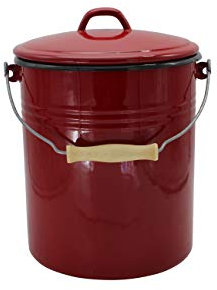 Mülleimer M10R mit Deckel emailliert, rot, 10 Liter