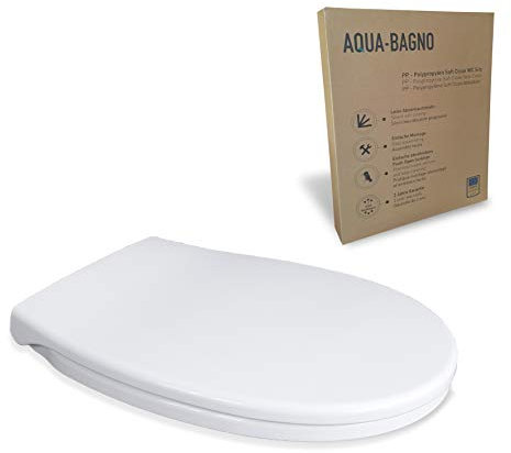 Aqua Bagno | Flacher Toilettendeckel mit Absenkautomatik & WC-Sitz in O-Form, Universal WC-Sitz, abnehmbarer Deckel