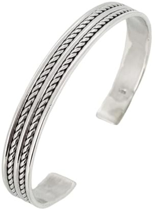 Treasure Bay 9 mm massiver Armreif für Herren und Damen, 925er Sterlingsilber, Einheitsgröße, Silber