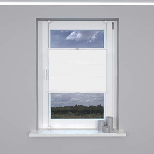 Market-Alley Plissee Klemmfix ohne Bohren Sonnenschutz Plisseerollo Jalousie Lichtdurchlässig und Blickdicht für Fenster & Tür (Weiß, 35x210cm, BxH)