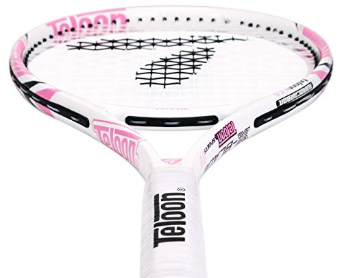 Teloon Tennisschläger für Erwachsene, 68,6 cm, für Damen und Herren, für Studenten, Anfänger (V9-Pink und Weiß)