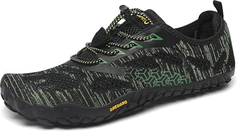 SAGUARO Barefoot Hombre Mujer Zapatillas de Trail Running Ligeras Cómodas Minimalistas Zapatos Descalzos, Verde A 42