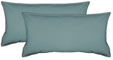 jilda-tex Bio-Bettwäsche Stone-Washed Renforce Lissabon 100% Bio-Baumwolle Knitterlook Stehsaum Bügelfrei Uni Leinen-Optik Bügelfrei GOTS Made in Green (Steinblau, 2X 40 x 80 cm)