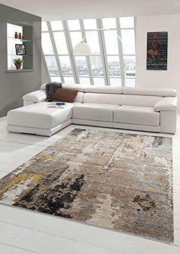 Teppich-Traum Modern matta abstrakt design hall vardagsrum beige brun - lättskött storlek 120 x 170 cm