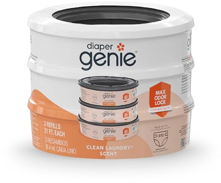 Diaper Genie Pannolino Genie Playtex Max Fresh Sacchetti di ricarica, ideali per i peli del pannolino, 3 confezioni da 810 ct