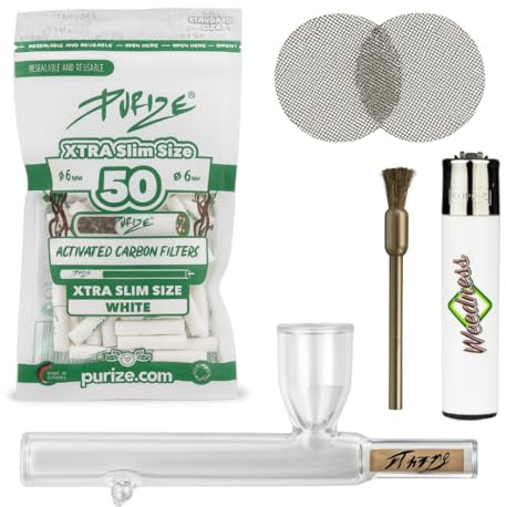 Pipa in vetro con filtro ai carboni attivi, 12 cm, set da 3 pezzi – Fischietto per tabacco Kawumm fischietto in vetro (set da 5 pezzi)