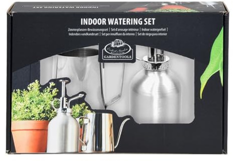 Esschert Garten Zimmer Indoor Gießkanne Pflanzen Sprüher 2er Set Silber Blumen