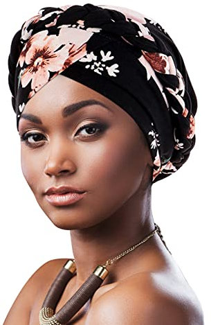 DRESHOW 1 Stück Afrikanischer Damen Turban Geflecht Kopfbedeckung Kopftücher Chemo Kappe Vorgebunden Beanie Mütze Kopfwickel Schlafmütze