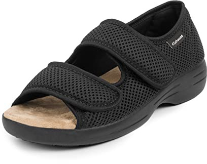 Schawos sandals Stretch 06, pressure-free, individually adjustable (46 EU, Black, US Size: Woman 15 / Men 12-12.5)