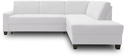 DOMO. collection Ecksofa Londrina, Schlaffunktion, Silber | Ottomane rechts mit Schlaffunktion, L-förmiges Schlafsofa mit Holzfuß und gemütlicher Polsterecke, 243 x 209 x 84 cm (BxTxH)